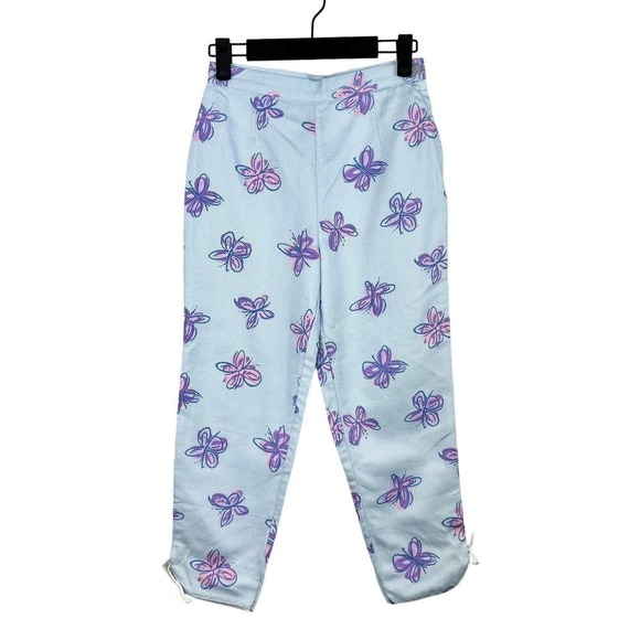 Vintage Lilly Pulitzer Girl's Butterfly Print Pastel Blue Purple Pants Size 10 - Picture 1 of 7